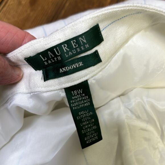 Women’s Ralph Lauren white linen pin stripe wide leg Andover pant size 18 NWT - Picture 4 of 5